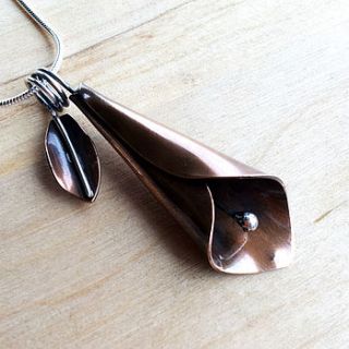 copper and sterling silver lily pendant by alison moore silver designs