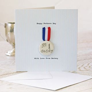 personalised father's day medal card by button box cards