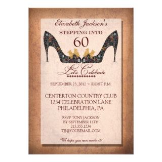 Vintage Floral Shoe 60th Birthday Party Invitation