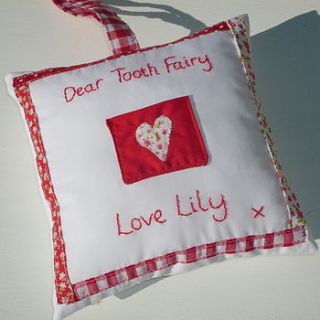 personalised girl's tooth fairy cushion by acorn attic