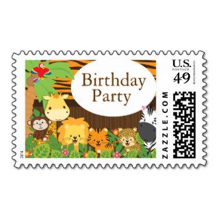 Cute Modern Safari Birthday Party Postage Stamps