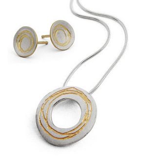 etched necklace and earring set by kate smith jewellery