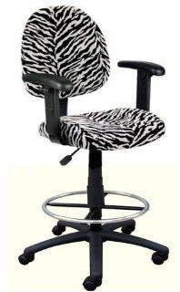 New Zebra Print Soft Microfiber Drafting Bar Counter Stools Chairs with Adj. Arms  Bar Stools With Swivel And Casters 