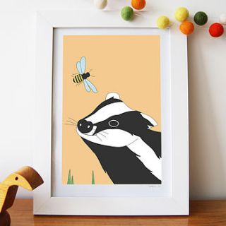 badger and bee art print by superfumi