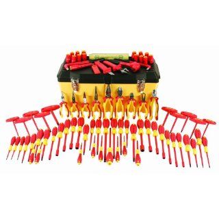 Wiha 32877 Insulated Set with Pliers, Cutters, Nut Drivers, Screwdrivers, T Handles, Knife, Sockets, 3/8 Inch Ratchet, Adj Wrench, Ruler, 80 Piece   Hand Tool Sets  