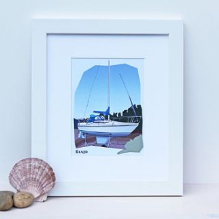 personalised boat illustration print by architrait
