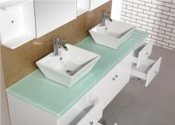 Design Element Portland Double Sink Pearl White Oak Bathroom Vanity Set Design Element Bathroom Vanities