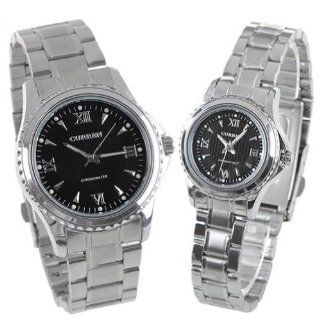 Readeel His and hers Watches with Black Case & White Steel Band for Lovers Readeel Watches