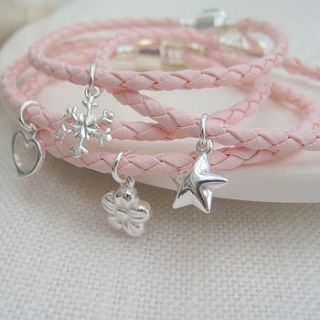 leather friendship bracelet with silver charm by evy designs
