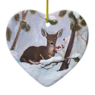 Holly Berry Deer Ornament