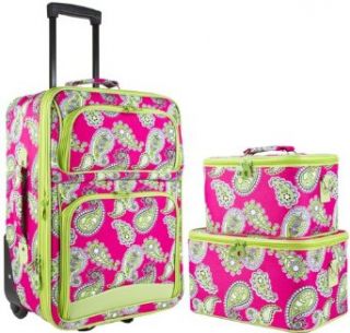 Ever Moda Pink Zebra 3 Piece Carry On Rolling Luggage Set 20 inch Clothing
