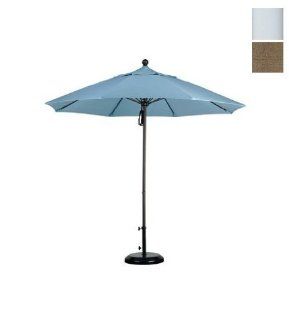 California Umbrella ALTO908170 F76 9 ft. Fiberglass Market Umbrella Pulley Open M White Olefin Woven Sesame  Chandeliers  Patio, Lawn & Garden