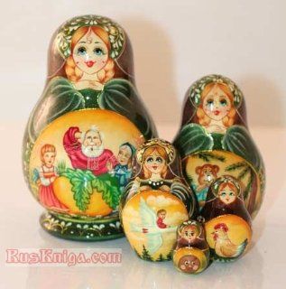 Nesting 5.2" Doll 5 Stacking Matryoshka Folk TURNIP [Height 5.2 inches (13 cm). Materials linden wood, gouache, lacquer; Made in Russia. 5 pieces] [For decades, people the world over have delighted in the matryoshka, or nesting doll, and her array o