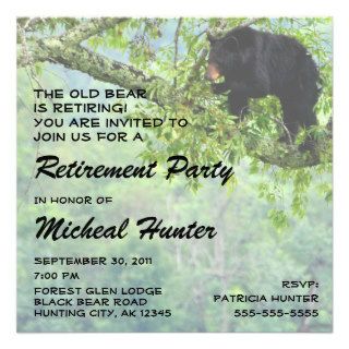 Funny Hunting Animal Bear Retirement Party Custom Invite