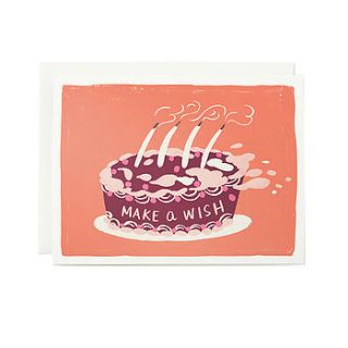 'make a wish' birthday cake card by fox and star