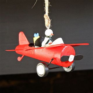 snowman in plane christmas decoration by london garden trading