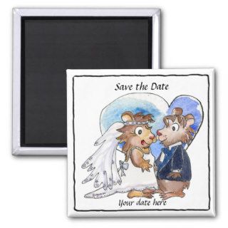 Blue Heart Cute Wedding Save the Date  Magnets