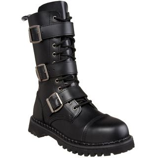Demonia Men's 'Riot 12' Black Leather 3 strap Mid calf Boots Demonia Boots