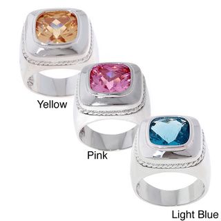 Icz Stonez Rhodium plated Sterling Silver Square CZ Ring ICZ Stonez Cubic Zirconia Rings