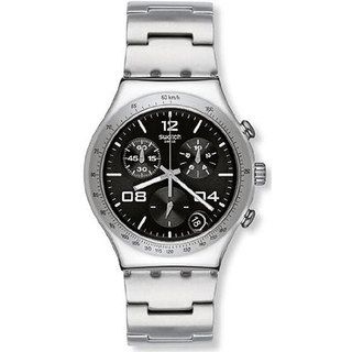 Swatch Men's Irony YCS564G Silver Stainless Steel Swiss Quartz Watch with Black Dial Swatch Men's Swatch Watches