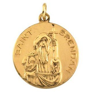 14k Yellow Gold St. Brendan the Navigator Patron Saint of Sailors Medal Jewelry