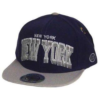 NEW YORK NYC FLAT BILL SNAPBACK HAT CAP GREY BLUE  Sports Related Merchandise  Sports & Outdoors