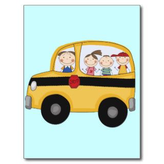 School Bus with Kids T shirts and Gifts Post Cards