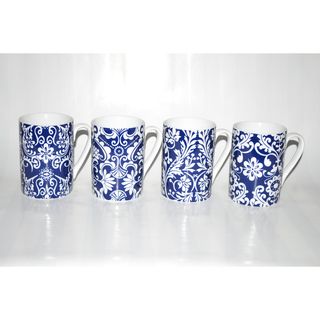 Blue 4 inch Coffee/ Tea Mugs (Set of 4) Threestar Coffee Mugs