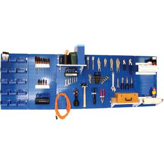 Wall Control Industrial Metal Pegboard — Blue, Three 16in. x 32in. Panels, Model# 35-P-3248BU  Pegboards