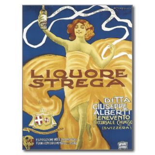 Liquor Strega Spirits Vintage Label Post Card