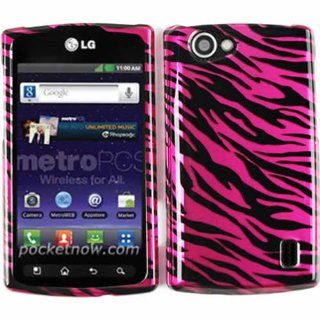 LG OPTIMUS M+ MS695 TRANSPARENT HOT PINK ZEBRA TP CASE ACCESSORY SNAP ON PROTECTOR Cell Phones & Accessories
