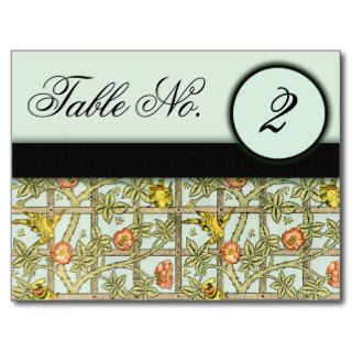 William Morris Birds & Flowers Table Number Cards Post Cards