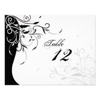 Table Number Wedding Card   Black & White Floral Invite