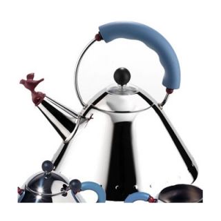 Alessi 2 pt. Signature Whistle Tea Kettle 9093 Color Polished Steel with Blu