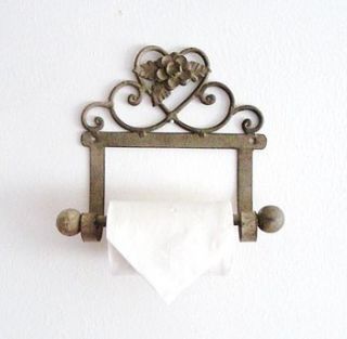 distressed metal flower toilet roll holder by country touches