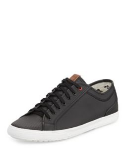 Low Top Leather Sneaker, Black