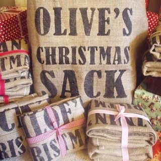 original personalised hessian christmas sack by sayitwithsam