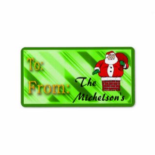 Santa Claus Green Candy and Gold Avery Label Personalized Address Labels