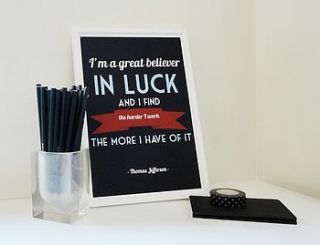 'believer in luck' jefferson quote print by sacred & profane designs
