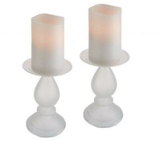 Lightscapes Set of 2 5 Flameless Candles & Timer w/ 2 Pedestals —