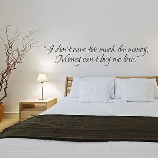 money can't buy me love   wall sticker by sirface graphics