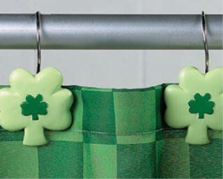 Shamrock SHOWER CURTAIN HOOKS rings St. Patrick's Day saint pat's patrick's paddy's bathroom bath room Home Decor   Irish Shower Hooks