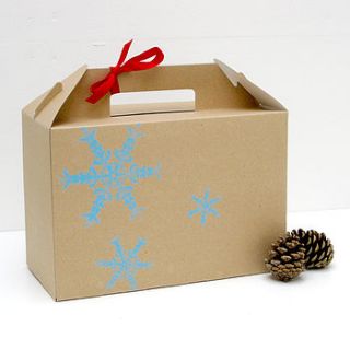 screen printed snow flake gift box by rolfe&wills