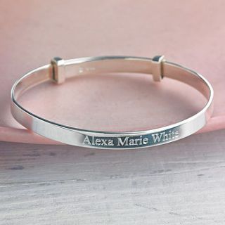 child's silver expanding bangle by hersey silversmiths