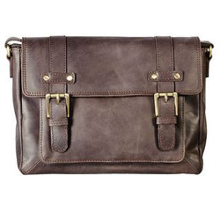 old school style leather satchel by teals