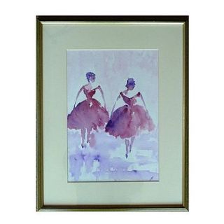 two ballerinas in pink framed original by kindarts