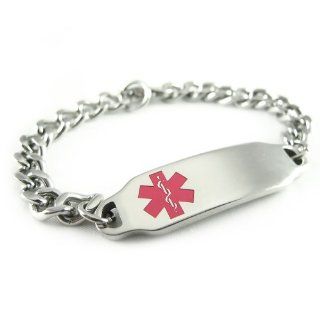 MyIDDr   Pre Engraved   Pacemaker Medical Alert ID Bracelet, Pink Symbol Identification Bracelets Jewelry