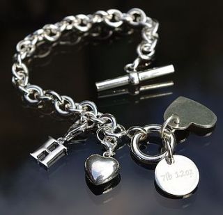 personalised birth day bundle toggle bracelet by touch on silver