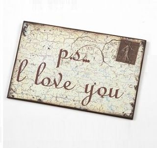 ps i love you vintage postcard sign by sleepyheads