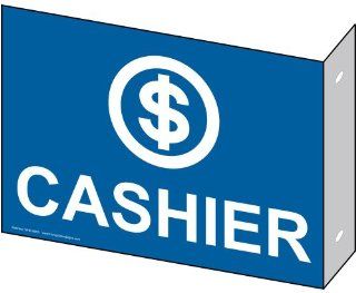 Cashier White on Blue Sign NHE 9655Proj WHTonBLU Information  Business And Store Signs 